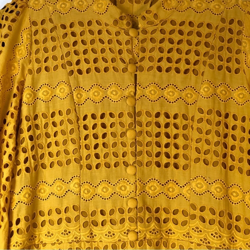 EYELET BRODERIE EMBROIDERY BUTTON MAXI TEA DRESS - Picture 13 of 14